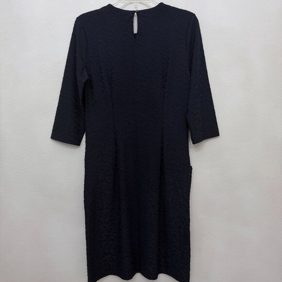 J.McLaughlin Catalyst Navy Dress in Textured Posh Cheetah Jacquard Size Medium - Picture 4 of 14